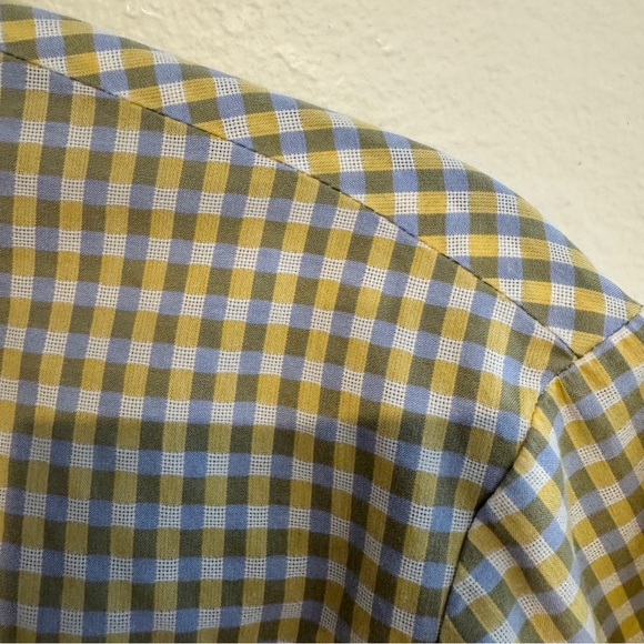 Lafayette 148 New York light blue, yellow, and white, Casual Button Down Shirt - Picture 5 of 14
